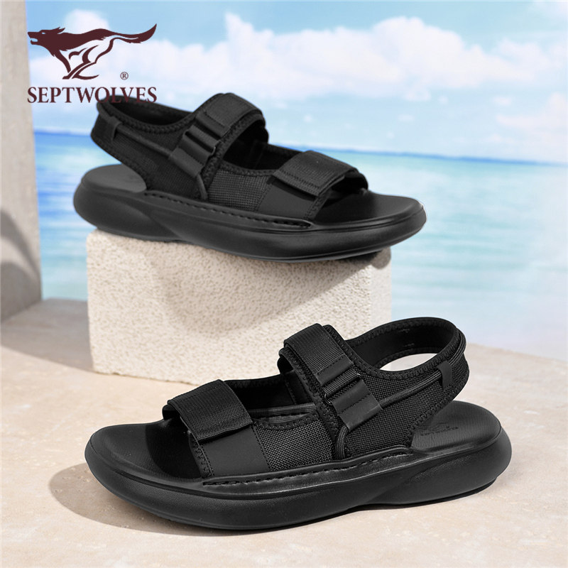 七匹狼男士外穿凉鞋2026夏季新款魔术贴沙滩鞋防滑户外休闲鞋W,流行男鞋,沙滩鞋,淘宝优惠券,粉丝福利购,淘宝优惠卷