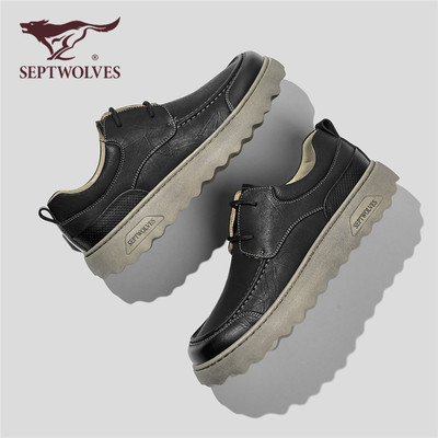 七匹狼休闲皮鞋厚底增高男鞋