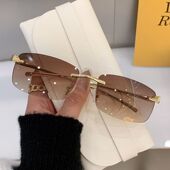 时尚 网红新款 防强光眼镜帅气高级男女士墨镜韩版 小框无边框太阳镜