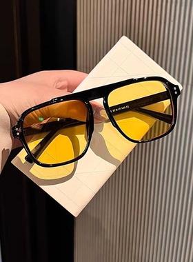 墨镜男士开车遮阳街拍时尚太阳眼镜女冬季方框大脸情侣街拍潮骑行