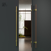 高档现代简约玻璃门拉手酒店民宿个性 创意有无框推拉门实木门把手