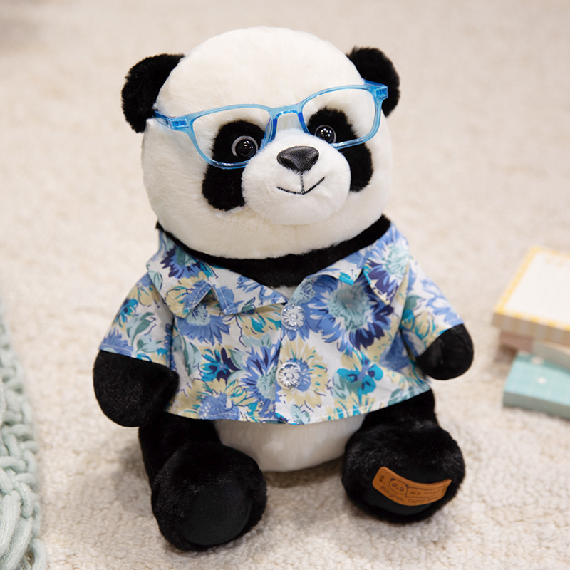 可爱穿衣熊猫公仔毛绒玩具