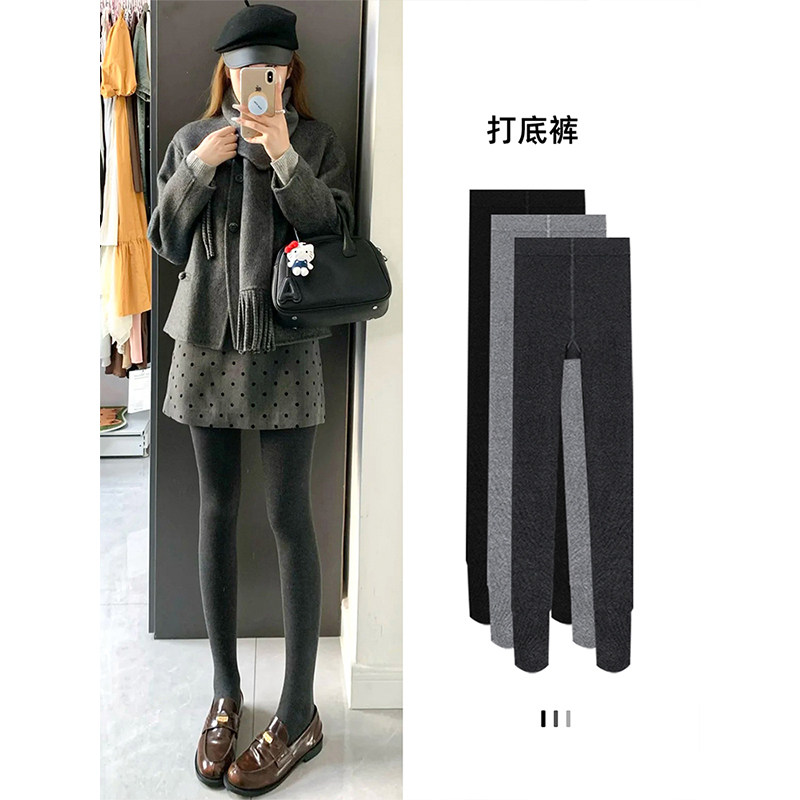 灰色微压打底裤女2026秋冬新款不掉档弹力修身美腿加绒加厚连裤袜