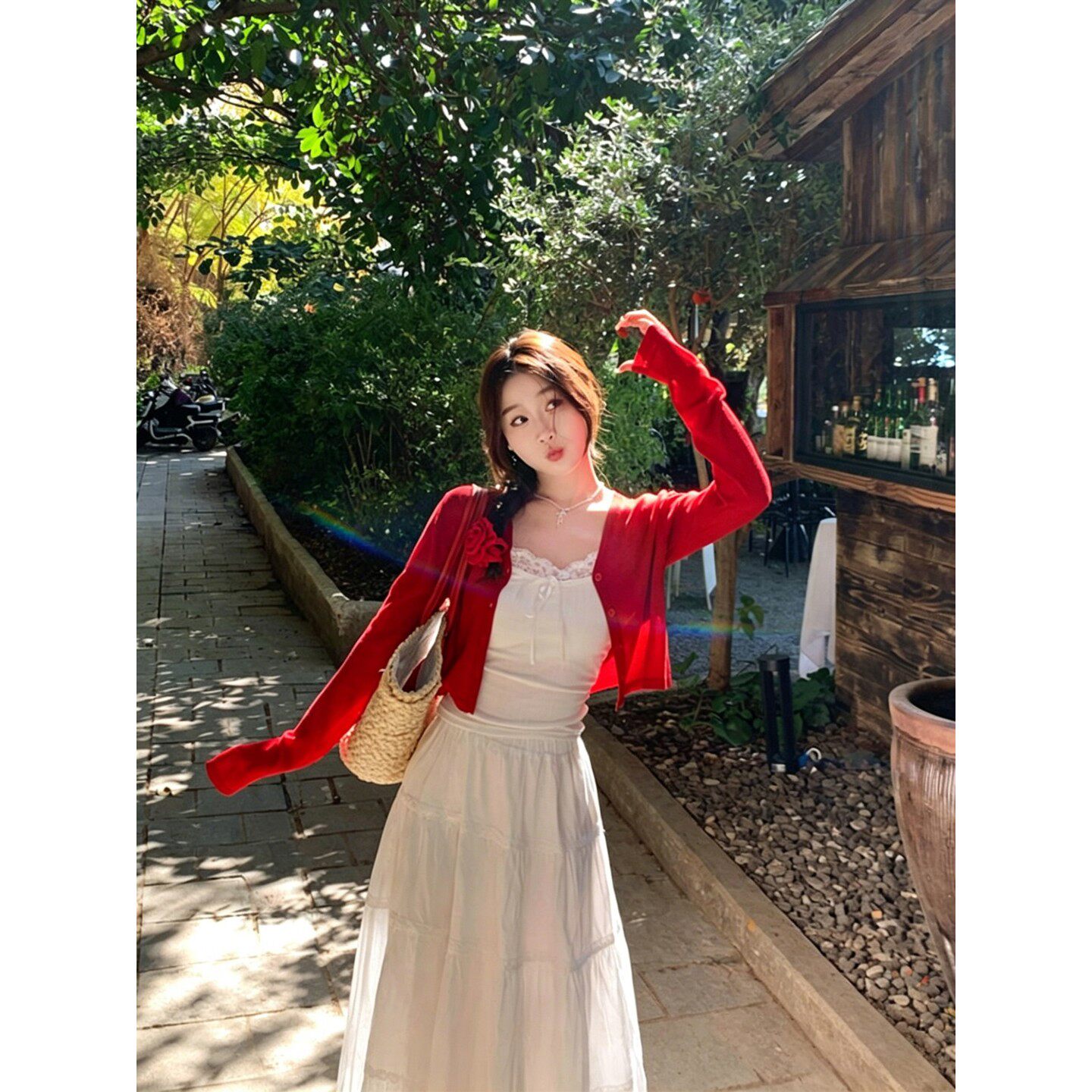 红色防晒针织开衫女薄款20图片