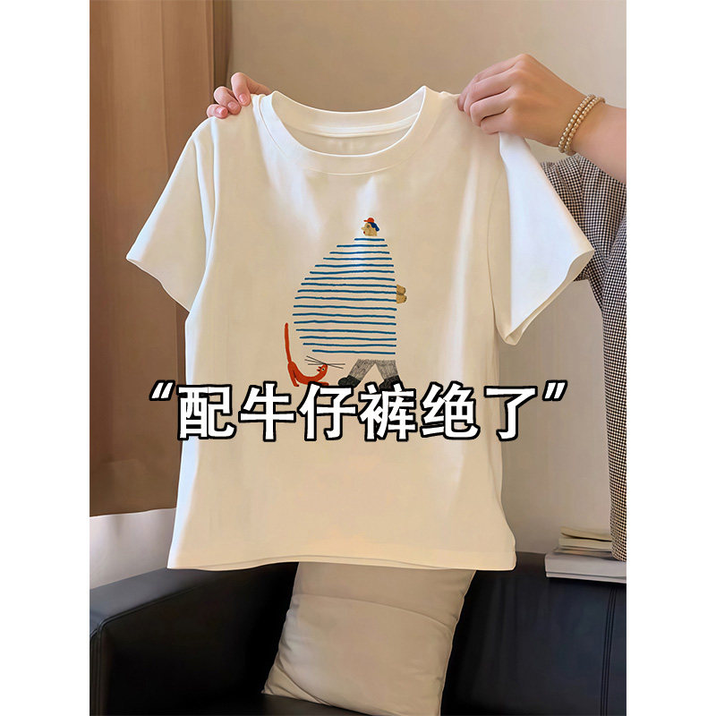日系卡通印花T恤女装夏季图片