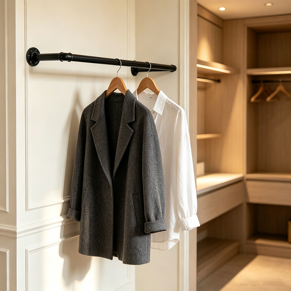 美式工业风格水管复古loft服装店展示架挂衣架上墙侧挂衣架挂衣杆
