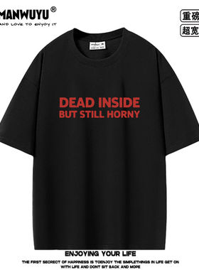 dead inside but still horny趣味英文重磅oversize短袖T恤男tee