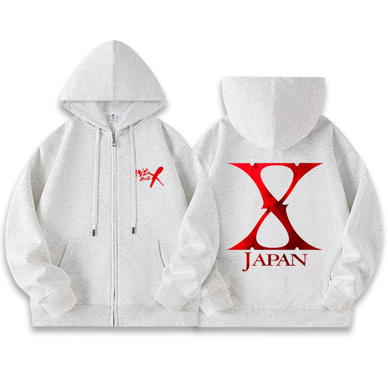 日本X JAPAN摇滚乐队拉链连帽卫衣男女同款秋冬季交响金属复古