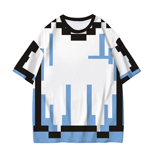 马赛克像素风衣服潮牌小众设计感痞帅大码短袖T恤男装女装全彩T恤