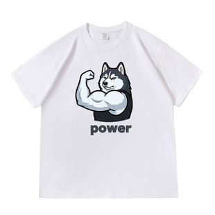 power狗狗健身运动落肩款 T恤男女同款 上衣夏季 tee 260克重磅短袖