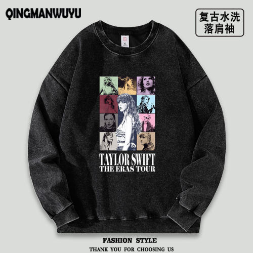 泰勒斯威夫特同款水洗落肩袖薄款卫衣霉霉Taylor Swift演唱会秋季