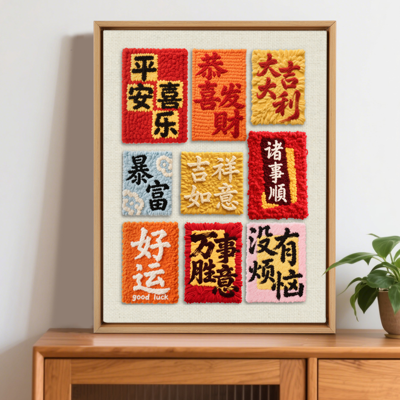 戳戳绣diy材料包毛线戳戳秀画手工简单制作寓意中国风相框摆件