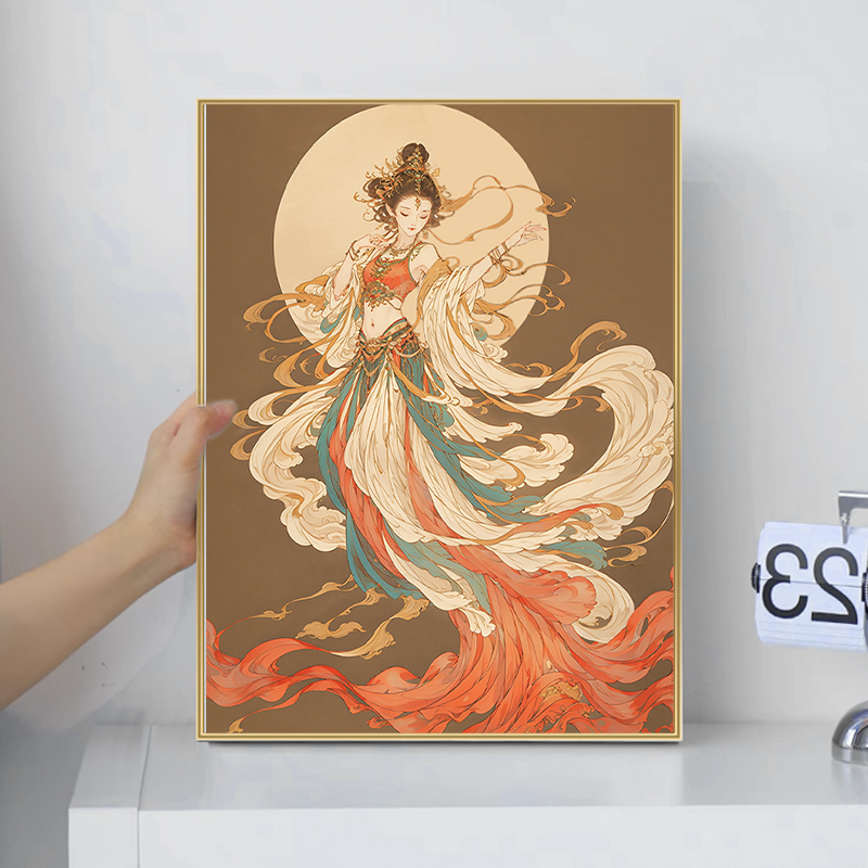 敦煌飞天十字绣2025新款线绣客厅卧室手工diy简单小件高级感满绣
