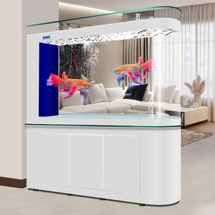 2025新款 子弹头客厅屏风隔断一体成型玻璃家用中大型智能底滤鱼缸