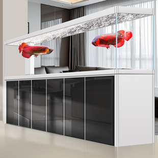 2025新款 水族箱 铝合金圆角超白玻璃龙鱼缸客厅屏风隔断大型落地式