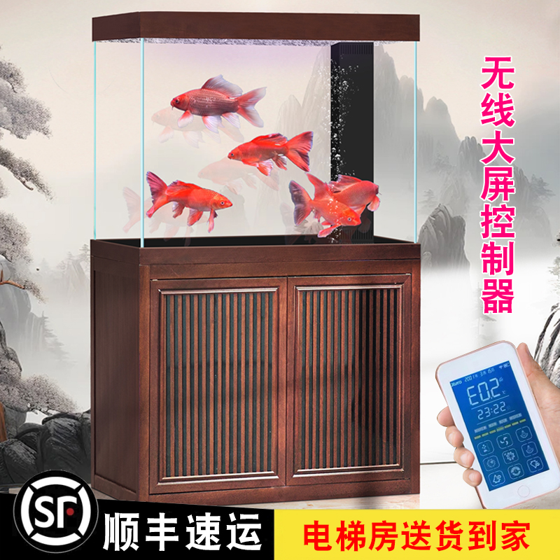 新款铝合金超白玻璃办公室客厅小型底过滤鱼缸家用屏风隔断龙鱼缸