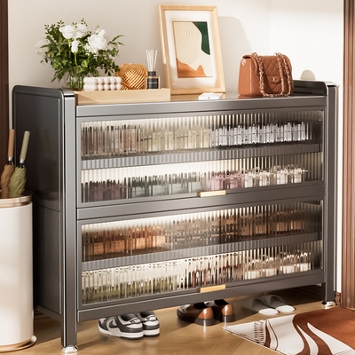 2025新款钢制鞋柜家用门口落地防尘入户玄关一体靠墙鞋架收纳柜子