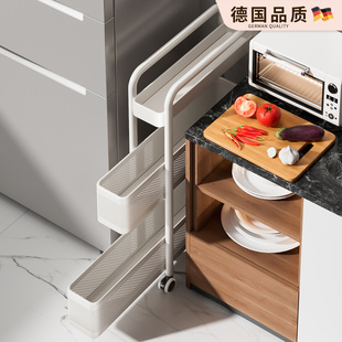 厨房夹缝置物架冰箱侧边抽拉柜10cm小推车极窄缝款拉篮缝隙收纳柜