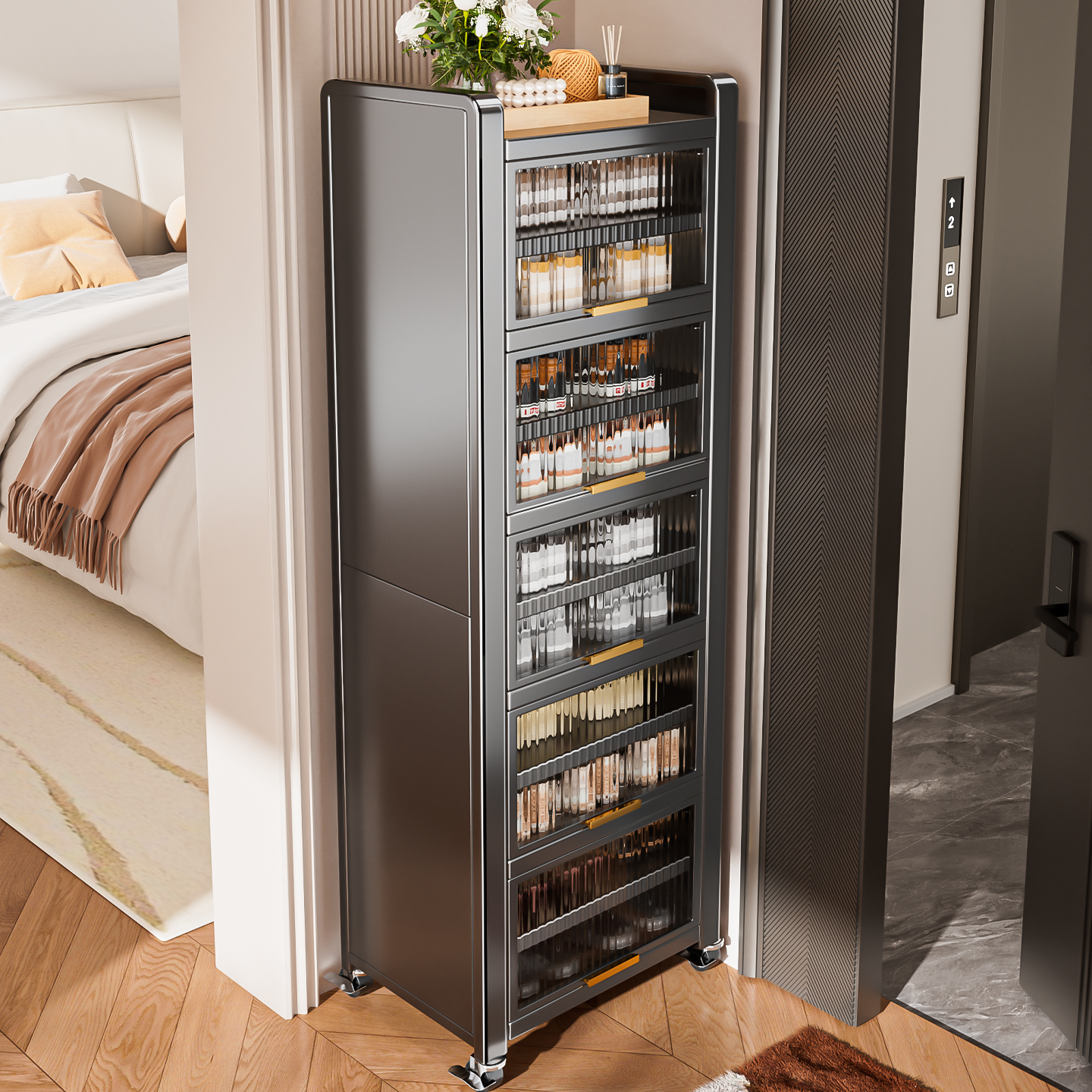 钢制鞋柜电梯门口家用多层收纳