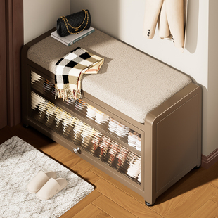 换鞋凳进门口家用入户穿鞋凳新款轻奢高级钢制可坐收纳一体架鞋柜