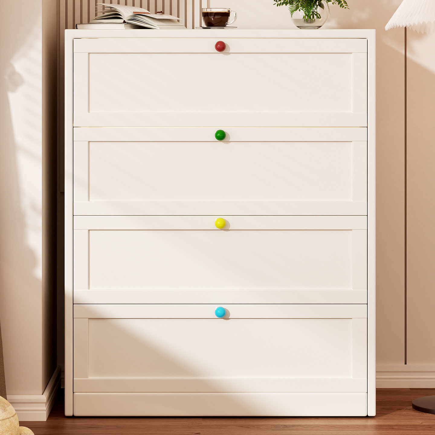 钢制现代简约收纳柜奶油风抽屉柜