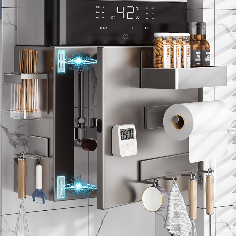 热水器燃气遮挡罩磁吸开门厨房燃气管道装饰洞洞板遮丑壁挂置物架