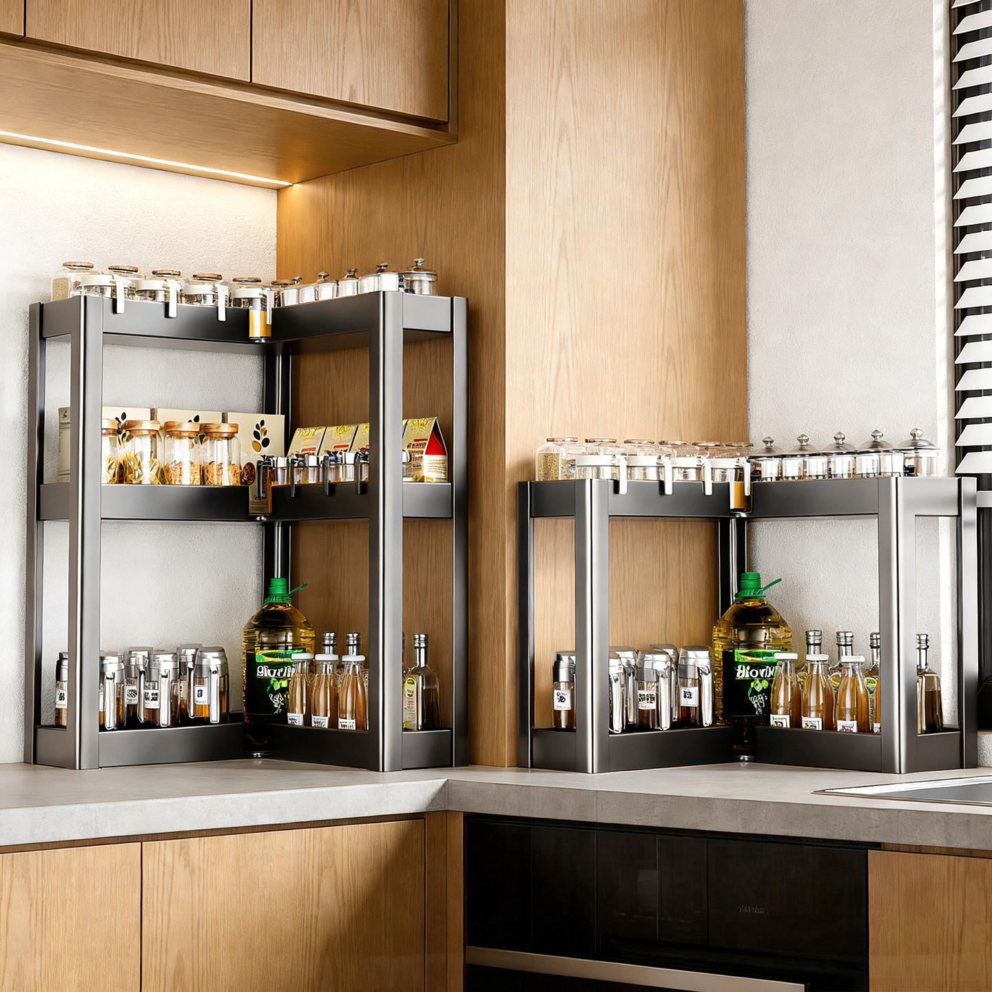 德国厨房转角调料品置物架多功能90度台面拐角调味料刀架收纳放置,厨房/烹饪用具,调料置物架,淘宝优惠券,粉丝福利购,淘宝优惠卷