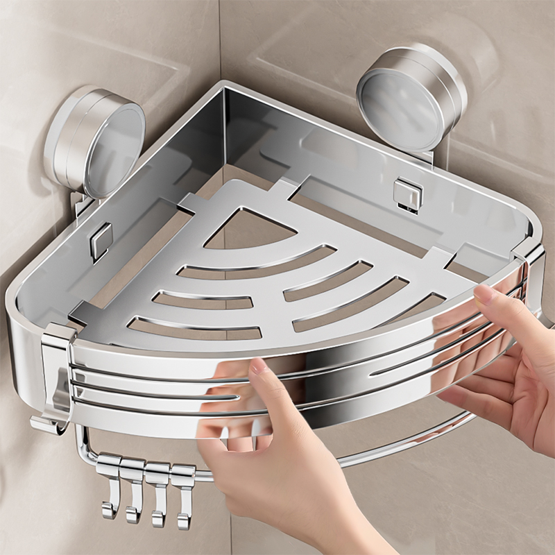 304不锈钢吸盘置物架一秒安装