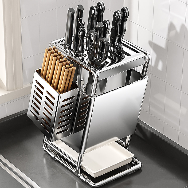 不锈钢厨房刀架置物架台面多功能刀具收纳2025新款菜刀放置座,厨房/烹饪用具,刀架,淘宝优惠券,粉丝福利购,淘宝优惠卷