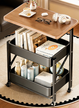 零食小推车置物架落地可移动茶几沙发边几客厅折叠床头柜收纳架子