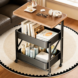零食小推车置物架落地可移动茶几沙发边几客厅折叠床头柜收纳架子