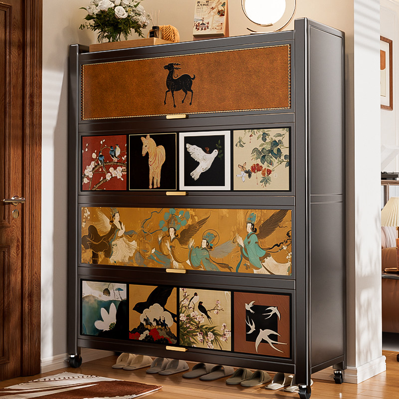 2025新款钢制鞋柜中古风家用门口入户玄关一体靠墙收纳储物鞋架子,住宅家具,鞋柜,淘宝优惠券,粉丝福利购,淘宝优惠卷