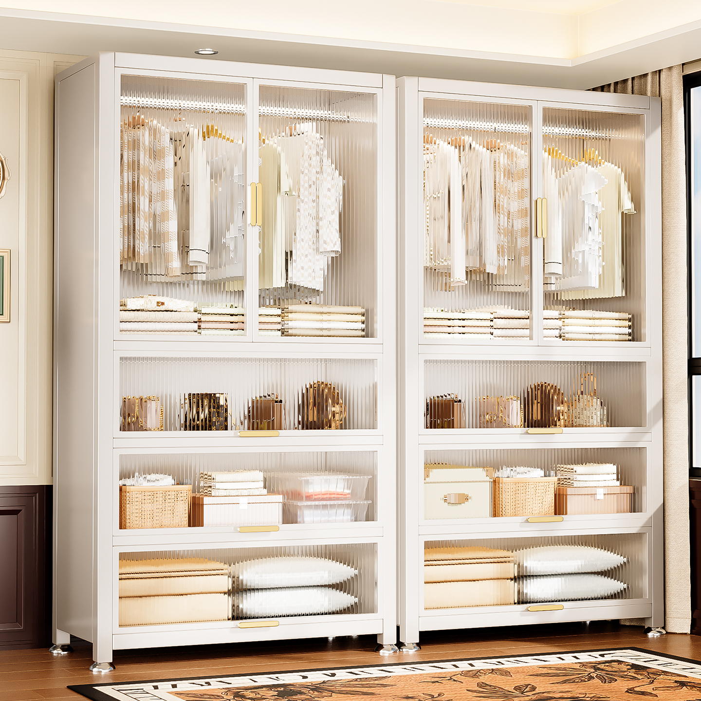 钢制衣柜家用卧室简易组装金属防尘婴儿无甲醛宝宝儿童收纳小衣橱