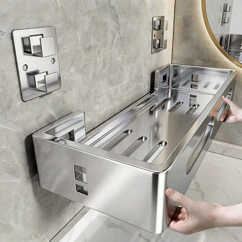 2025新款不锈钢浴室厕所收纳卫生间免打孔置物架洗漱台壁挂式架子,家装主材,浴室角架,淘宝优惠券,粉丝福利购,淘宝优惠卷