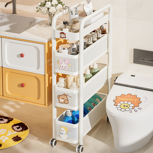 马桶侧边置物架浴室夹缝抽拉柜落地小推车厕所极窄缝隙拉篮收纳架