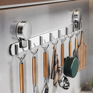 新款不锈钢挂钩厨房置物架壁挂式多功能免打孔挂墙锅铲勺子收纳架