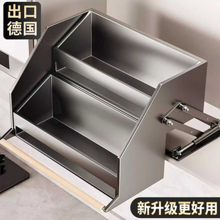 吊柜升降拉篮厨房上下橱柜下拉式调味拉篮顶柜分层伸缩置物架收纳