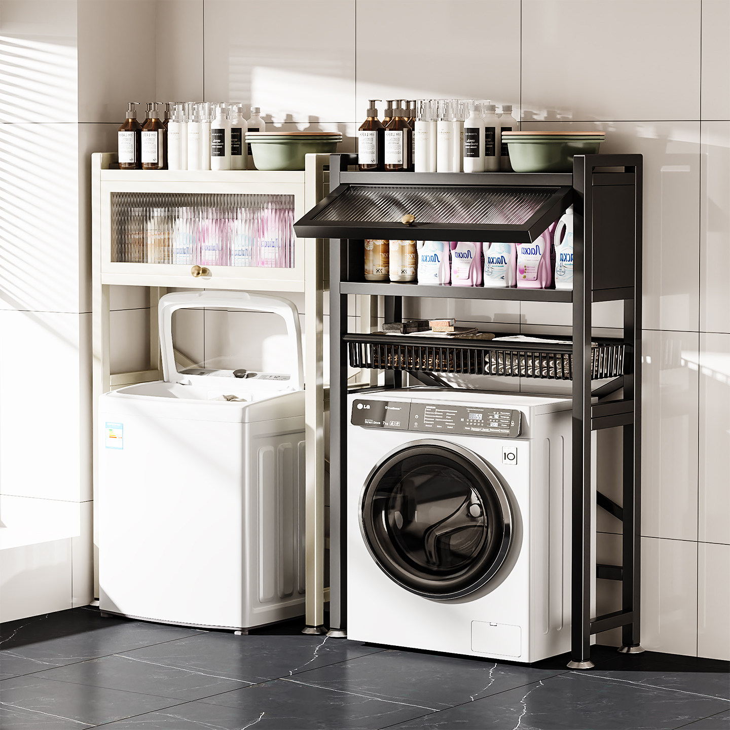 滚筒洗衣机置物架厕所卫生间翻盖洗衣机上方置物架收纳柜阳台架子,收纳整理,洗衣机置物架,淘宝优惠券,粉丝福利购,淘宝优惠卷