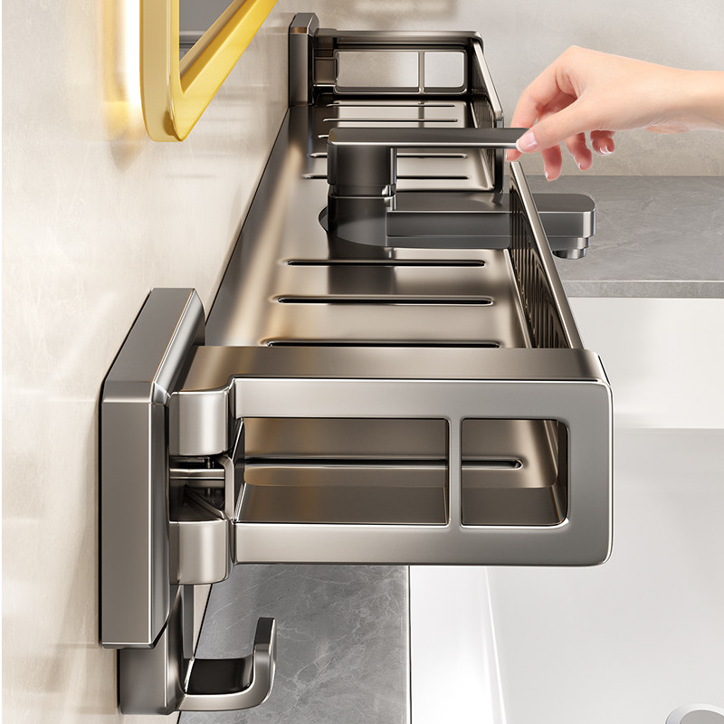 卫生间隐藏吸盘镜前水龙头多功能置物架洗漱台壁挂式浴室收纳架子,家装主材,卫浴置物架,淘宝优惠券,粉丝福利购,淘宝优惠卷