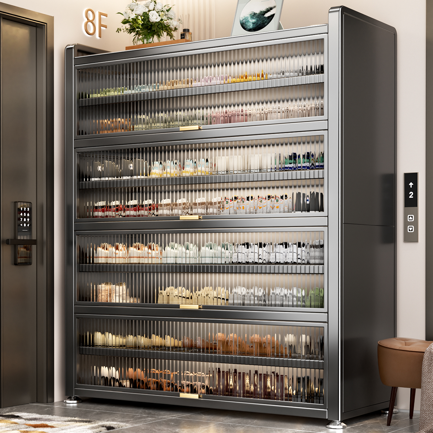 钢制鞋柜电梯门口家用多层收纳