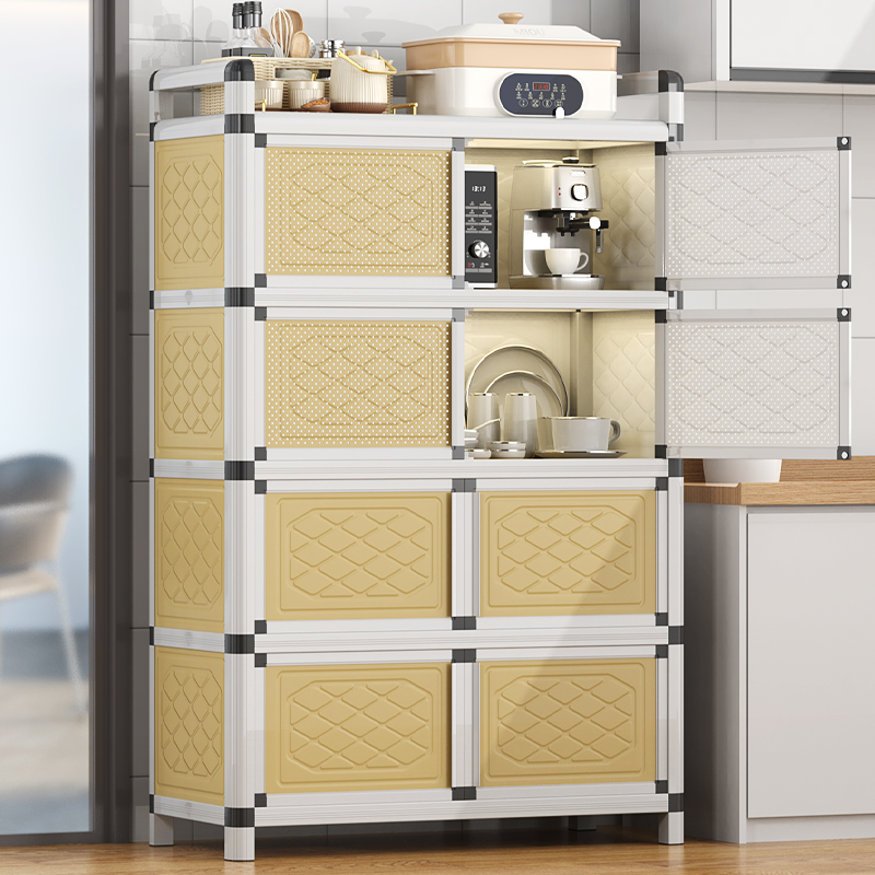 铝合金餐边柜碗柜家用厨房置物架落地多层储物收纳柜小型橱柜带门,厨房/烹饪用具,厨房置物架/置物柜/角架,淘宝优惠券,粉丝福利购,淘宝优惠卷