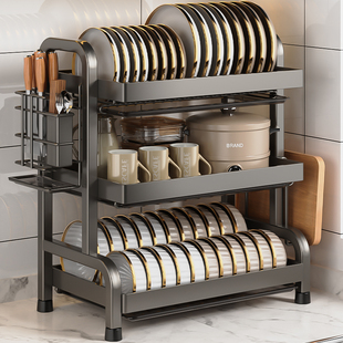 碗碟收纳架厨房多功能置物架家用放碗架碗盘沥水架碗柜碗筷收纳盒