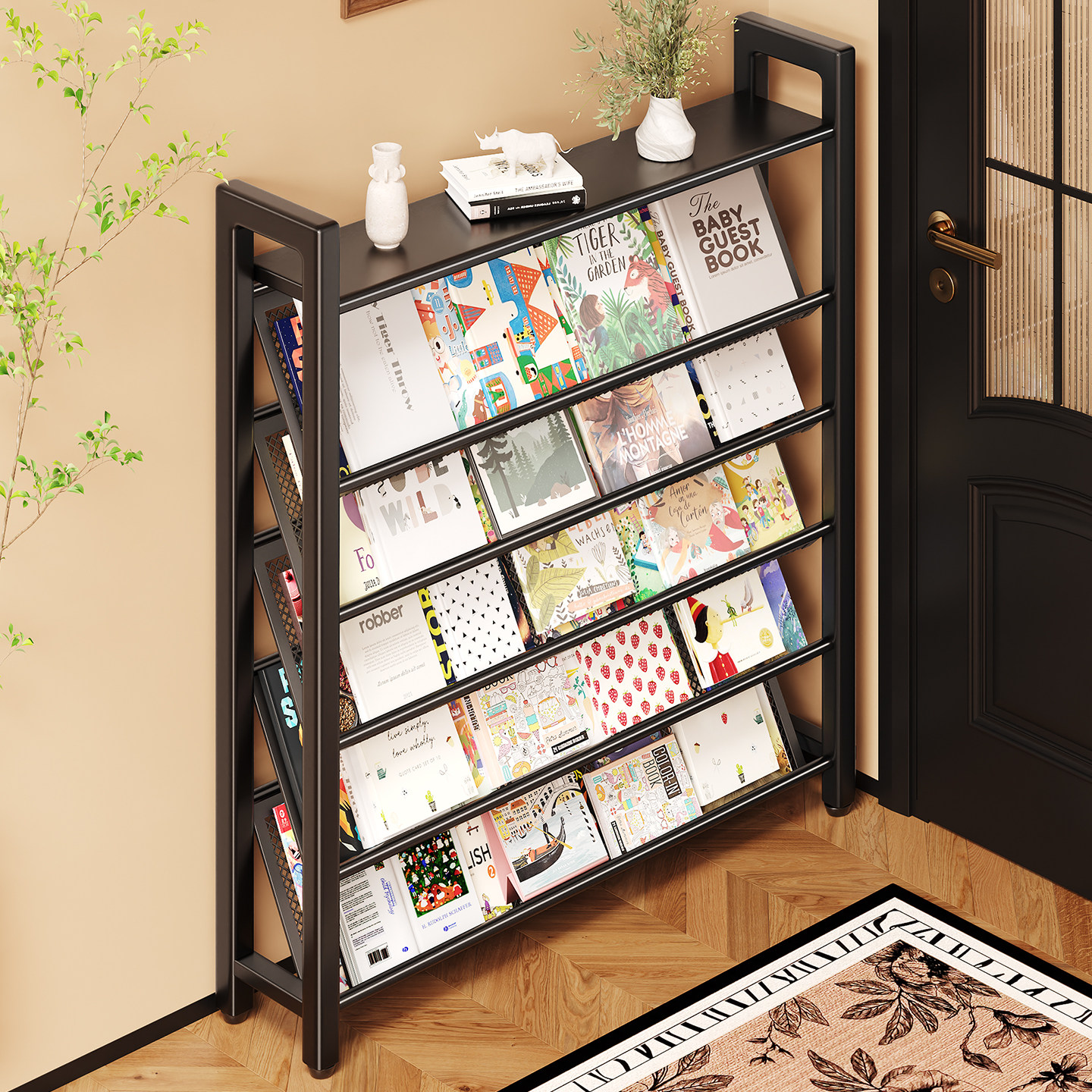 15/19cm书架儿童家用斜放小型阅读区绘本架简易小窄收纳置物架子,住宅家具,书架,淘宝优惠券,粉丝福利购,淘宝优惠卷