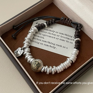 气质 高级感百搭个性 S925纯银五帝钱盘缠手链女新中式 复古时尚