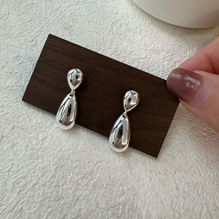 S925纯银简约水滴耳环高级感ins气质百搭时尚 轻奢小众设计韩版