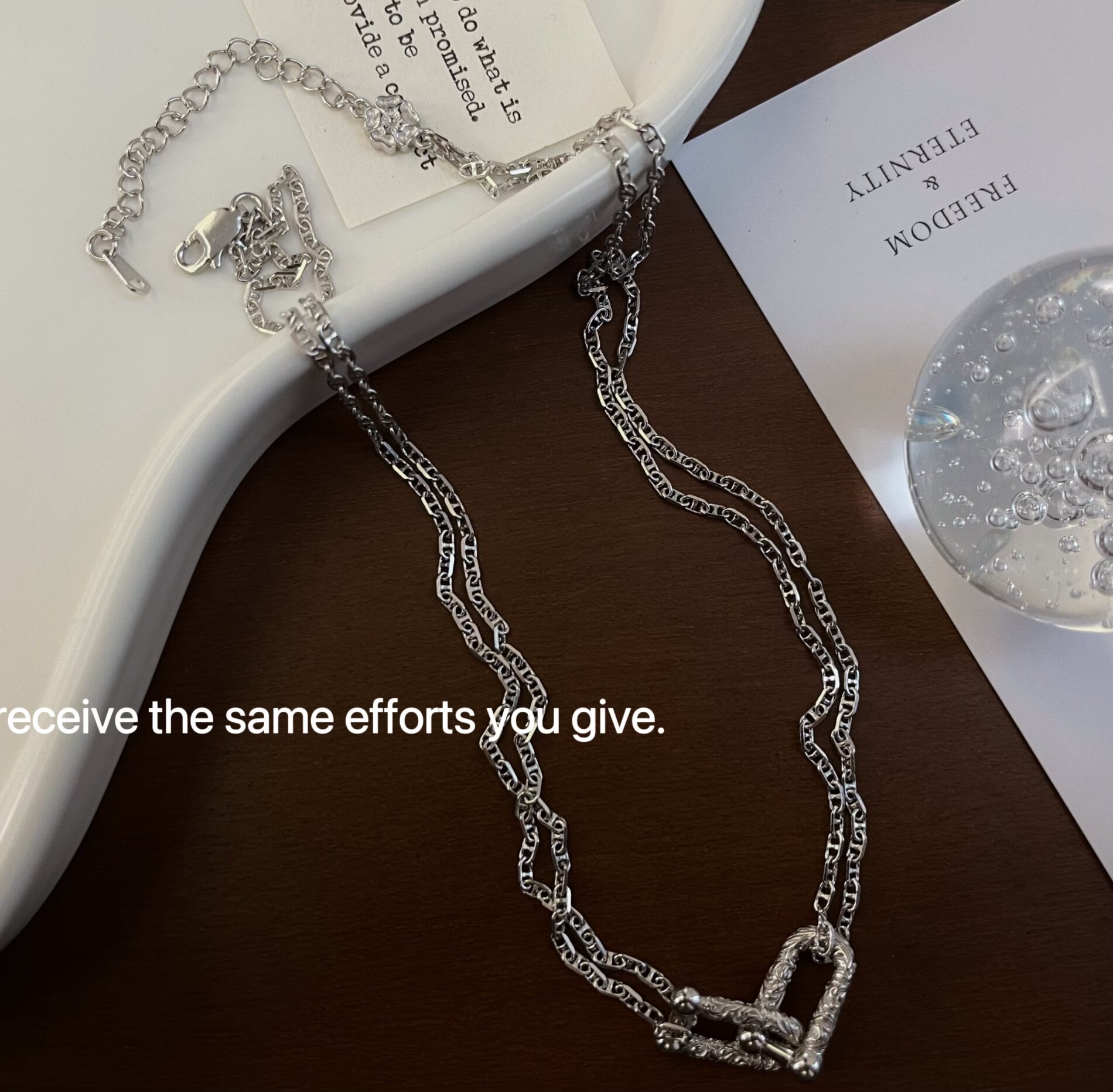 S925纯银唐草马蹄高级感项链 复古时尚百搭简约2023新款锁骨链