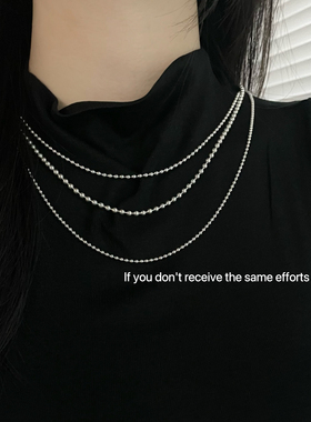 s925纯银素款圆珠百搭项链单链