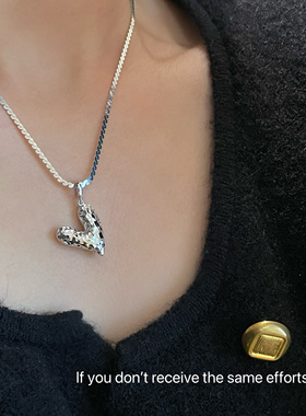 s925纯银碎冰冰桃心纯银吊坠简约高级ins气质小众设计百搭时尚