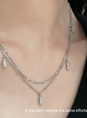 s925纯银好事发生花生双层项链女百搭轻奢高级感小众时尚气质