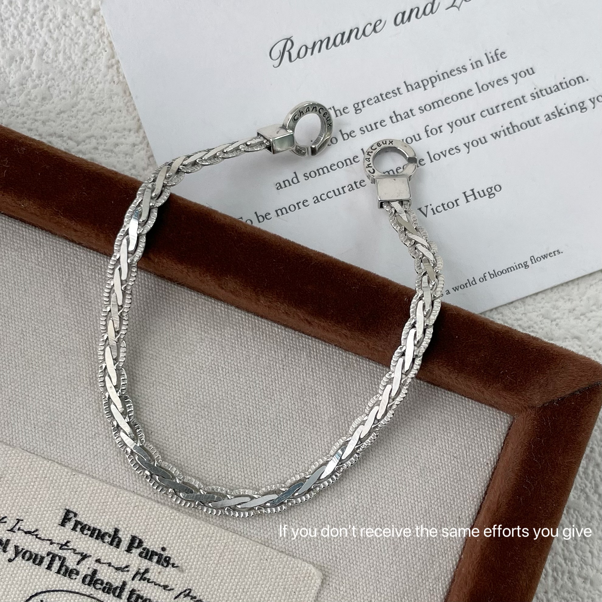 蕾丝蛇骨链小众设计双环扣手链女